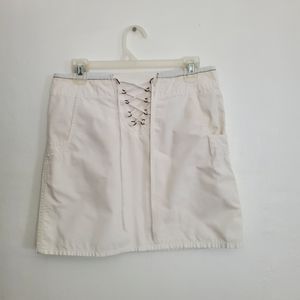 System vintage leather trimmed skirt